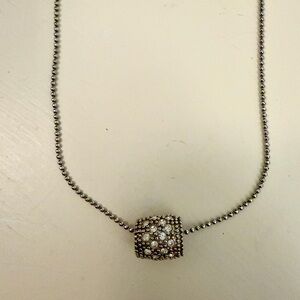 Lia Sophia Cantata Bel Aire Silver Tone Rhinestone Barrel Pendent Necklace
